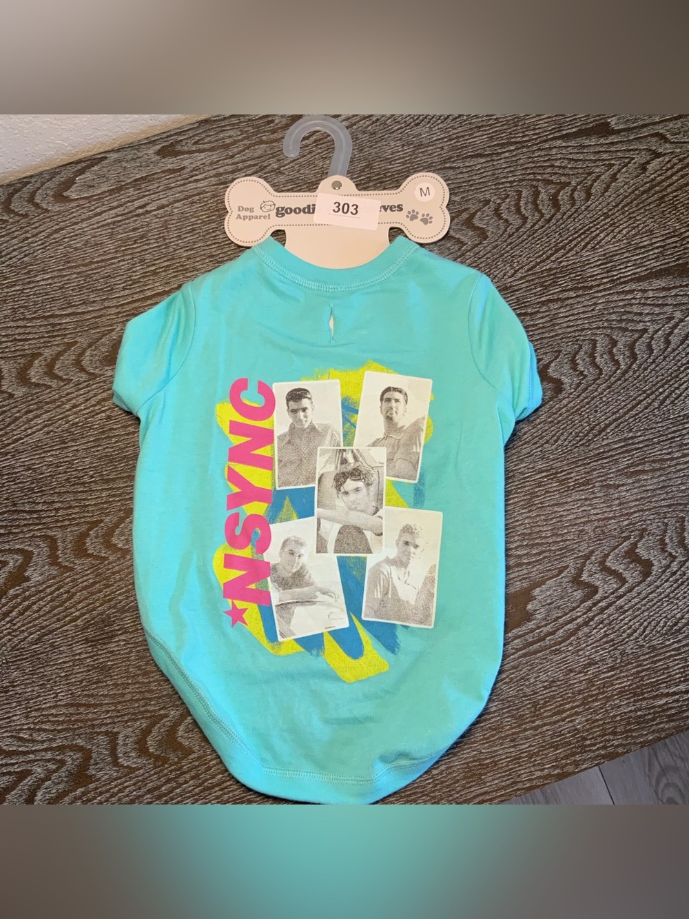 Turquoise Dog Tee with Retro Graphic